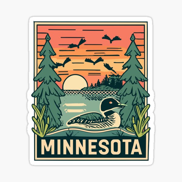Item preview, Minnesota - Vintage Sunset - Colorful Illustration designed and sold by Amazing States of America.