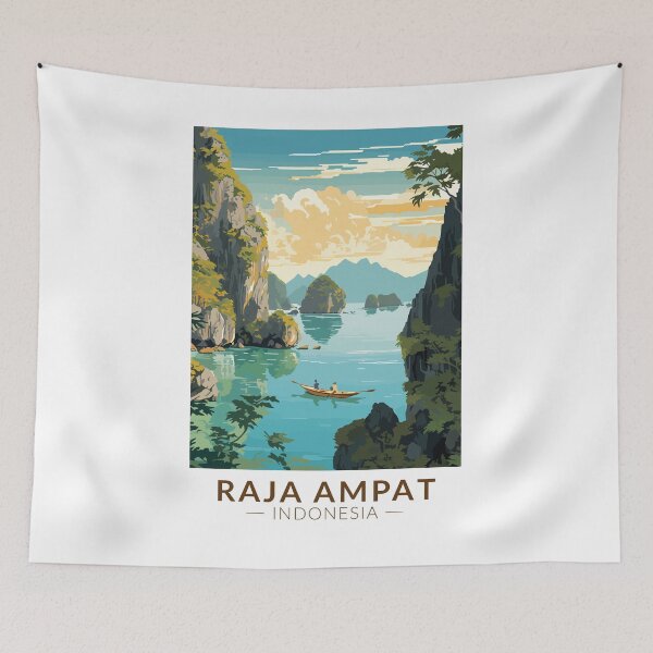 Item preview, Raja Ampat Indonesia Boat Travel Art Vintage designed and sold by KrisSidDesigns.
