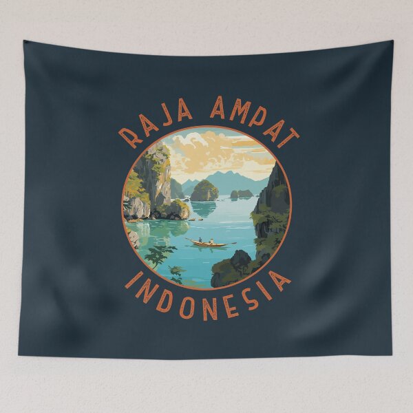 Item preview, Raja Ampat Indonesia Boat Retro Distressed Circle designed and sold by KrisSidDesigns.
