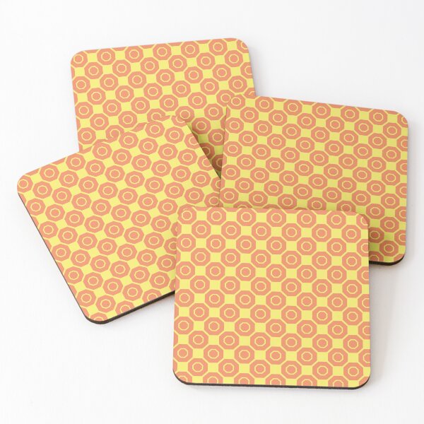 Item preview, Yellow Orange Repeated Octagons Squares Lines Geometric Energy Modern Nature Inspired Pattern designed and sold by PenguinForests.