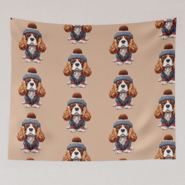 Item preview, Cavalier King Charles Spaniel in his Woolly Hat designed and sold by barksandsqueaks.