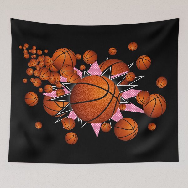Item preview, pink black basketballs & stars  designed and sold by katzdzynes.