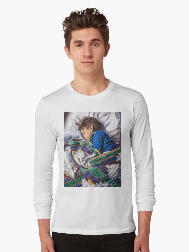 Thumbnail 1 of 5, Long Sleeve T-Shirt, Sleeping child and quilt designed and sold by rontaylorcrouch.