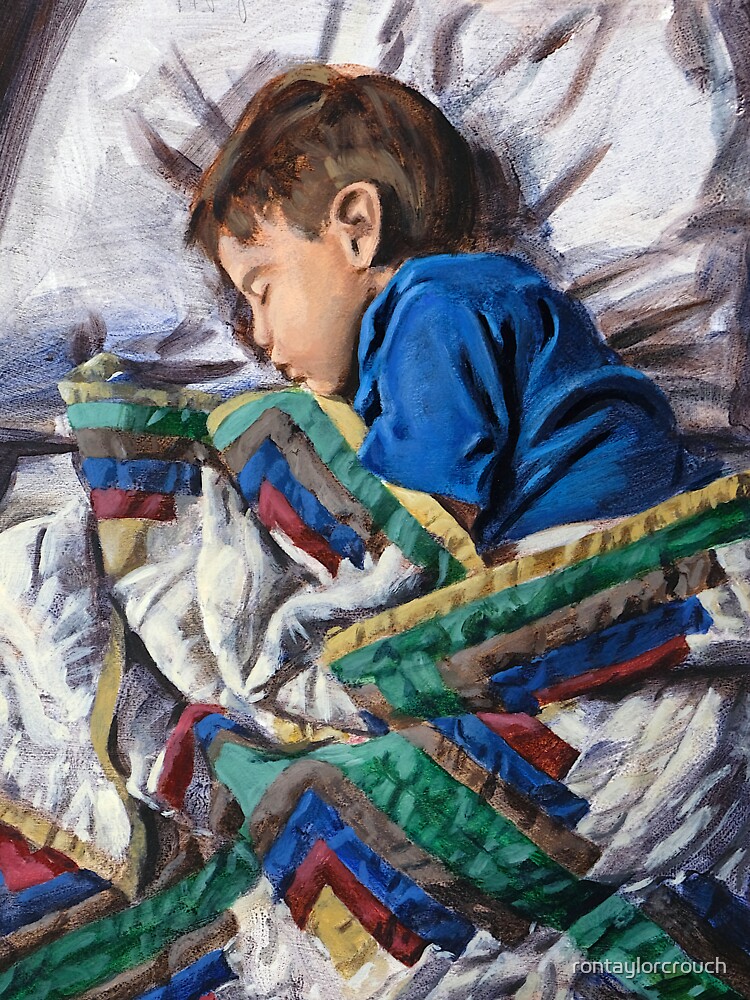 Thumbnail 7 of 7, Active T-Shirt, Sleeping child and quilt designed and sold by rontaylorcrouch.