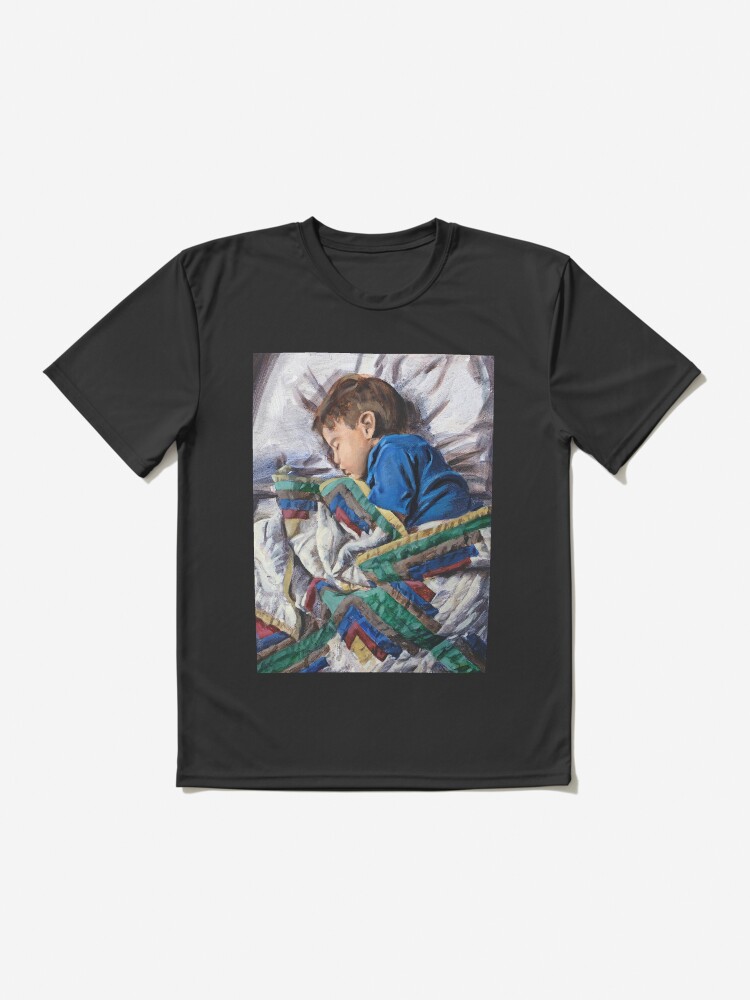 Thumbnail 2 of 7, Active T-Shirt, Sleeping child and quilt designed and sold by rontaylorcrouch.
