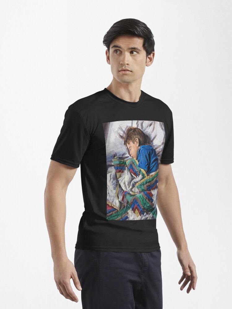 Thumbnail 3 of 7, Active T-Shirt, Sleeping child and quilt designed and sold by rontaylorcrouch.