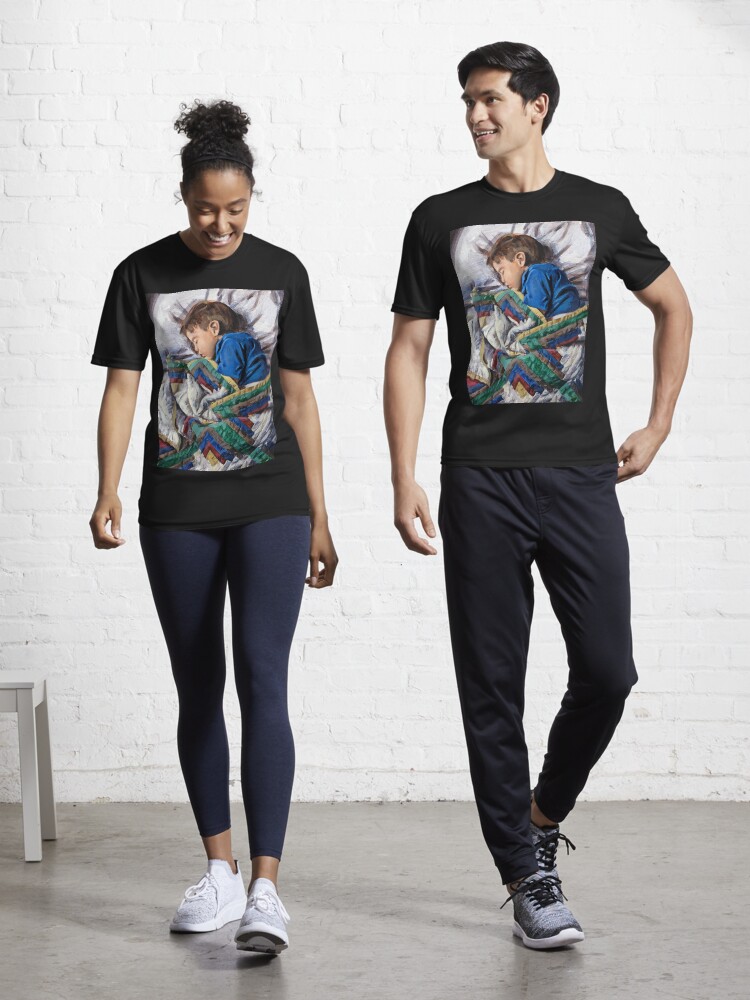 Thumbnail 1 of 7, Active T-Shirt, Sleeping child and quilt designed and sold by rontaylorcrouch.