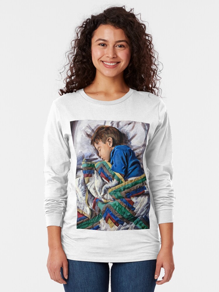 Thumbnail 2 of 5, Long Sleeve T-Shirt, Sleeping child and quilt designed and sold by rontaylorcrouch.