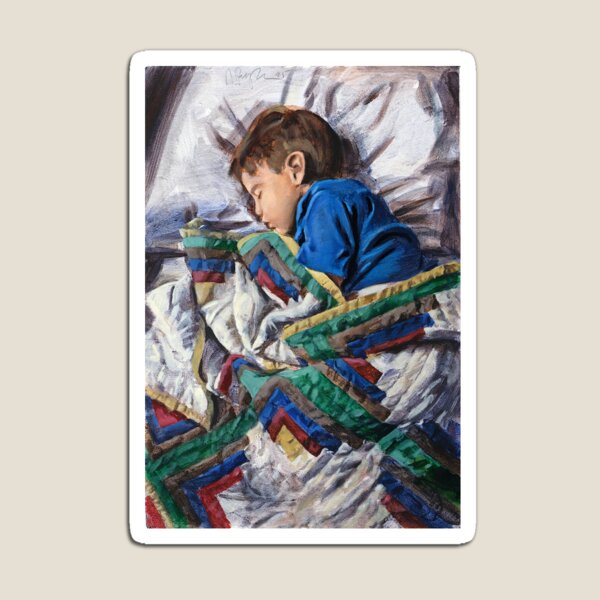 Sleeping child and quilt Magnet