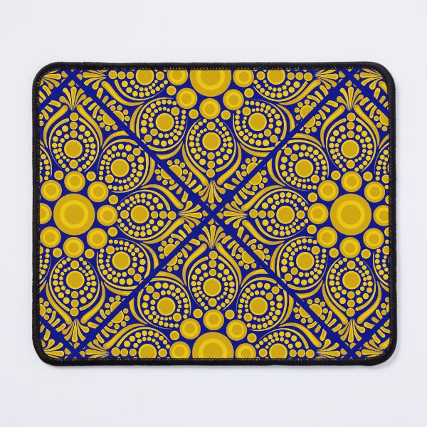 Item preview, Navy and Gold Night Blooming Buttercup Dot Mandala Geo Tile designed and sold by Triplicate Limited.