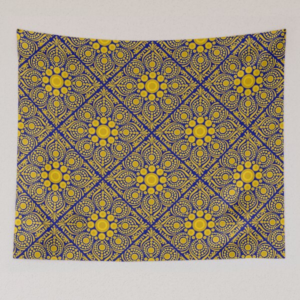 Item preview, Navy and Gold Night Blooming Buttercup Dot Mandala Geo Tile designed and sold by Triplicate Limited.
