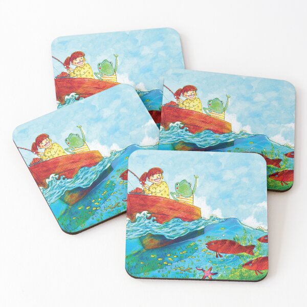 Item preview, Girl and frog friend on boat designed and sold by AltheaTheThird.