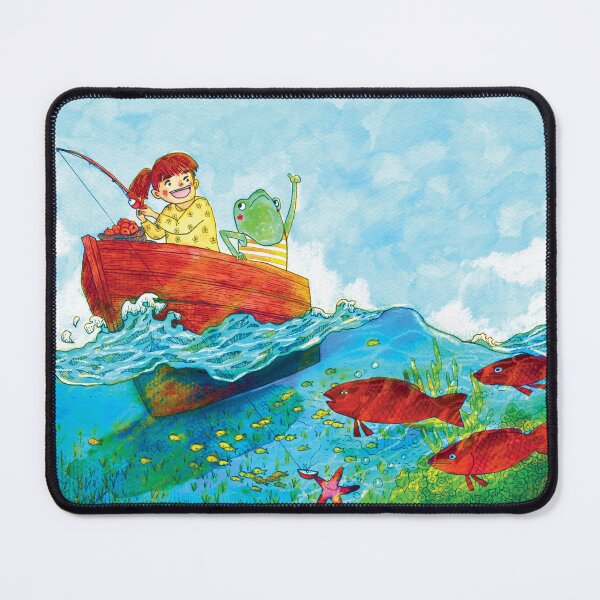 Item preview, Girl and frog friend on boat designed and sold by AltheaTheThird.