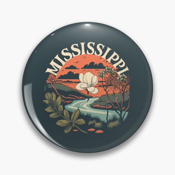 Aperçu de l'œuvre Mississippi - Coucher de soleil vintage - Illustration colorée créée et vendue par Amazing States of America.