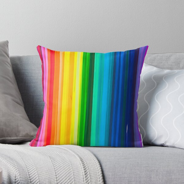 LGBTQ 18x18 Multicolor Artwork Bright Colors Decorative Symbolic Diagonal Stripes Pride Abstract Rainbow Flag Throw Pillow 