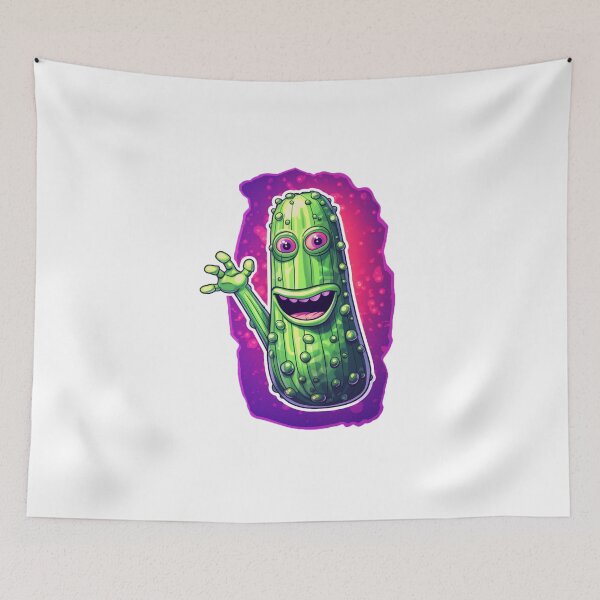 Item preview, Cartoon Happy Pickle Waving A Hand designed and sold by ReverseBleach.