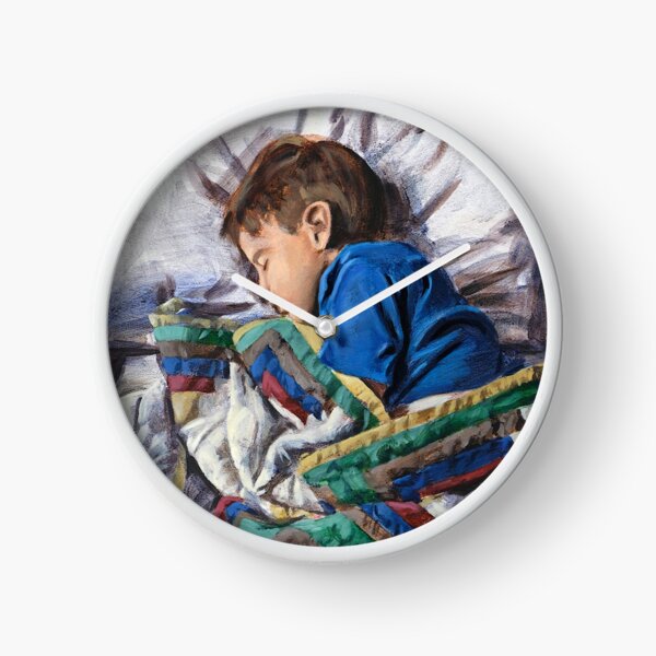 Sleeping child and quilt Clock