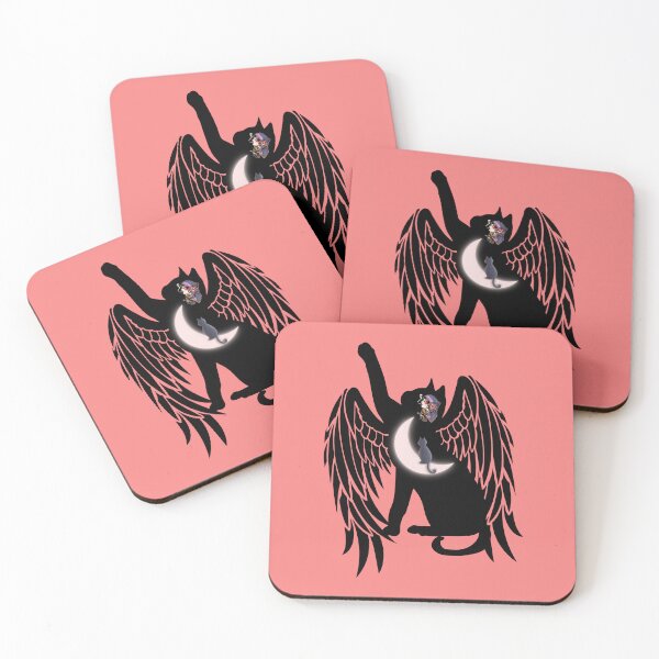 Item preview, Floral angel wing tattoo black cat dream cat mom character art designed and sold by Swagmode.
