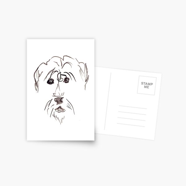 Pal 1: goofy sketch of hairy dog. Postcard