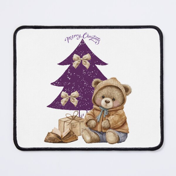 Item preview, Teddy bear and purple Christmas tree. designed and sold by esao.