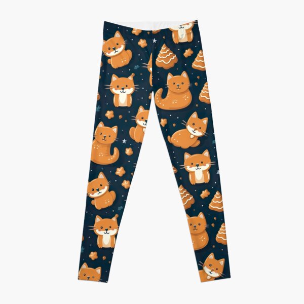 Gingerbread Cat Leggings for Sale