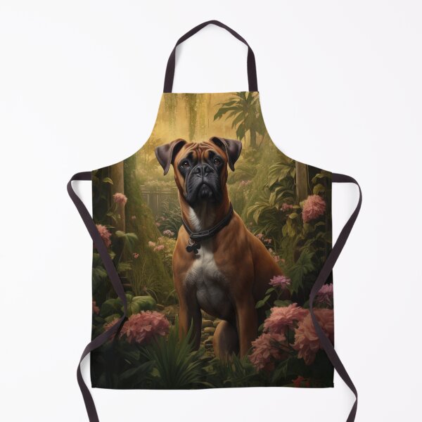 Item preview, cute boxer dog in secret garden designed and sold by WallyPink.