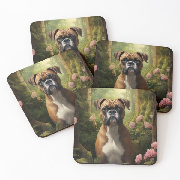 Item preview, cool boxer dog in the secret garden designed and sold by WallyPink.
