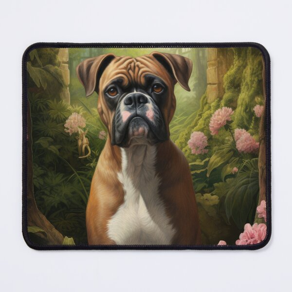 Item preview, cool boxer dog in the secret garden designed and sold by WallyPink.