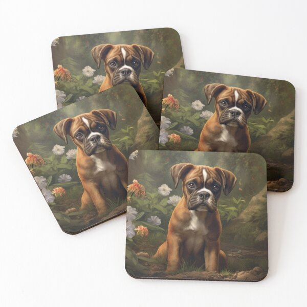 Item preview, cute boxer dog puppy in the garden designed and sold by WallyPink.