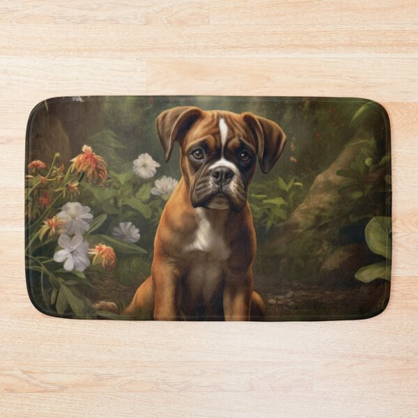 Item preview, cute boxer dog puppy in the garden designed and sold by WallyPink.