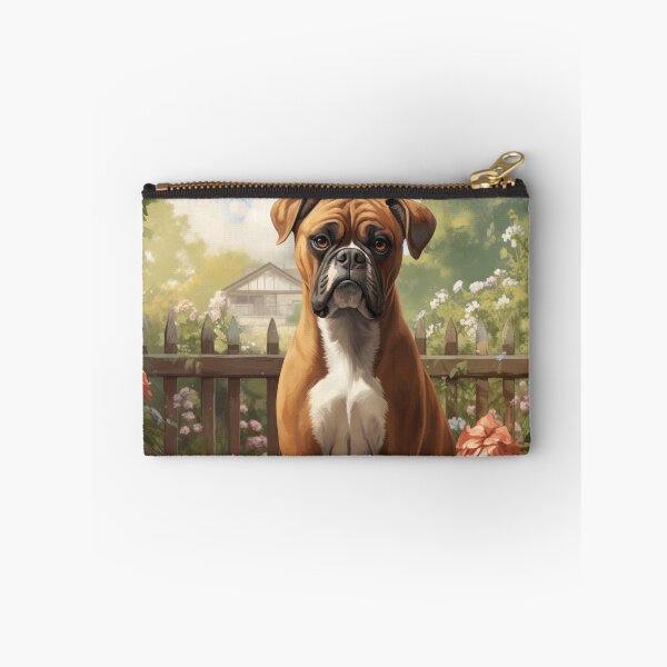 Item preview, cool boxer dog in the beautiful garden designed and sold by WallyPink.