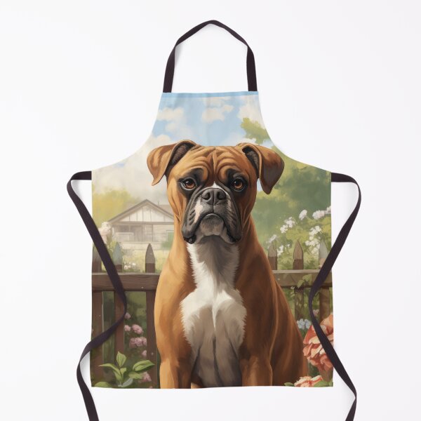 Item preview, cool boxer dog in the beautiful garden designed and sold by WallyPink.