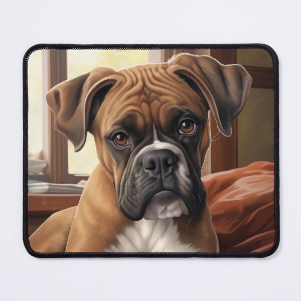 Item preview, cute boxer dog puppy on the sofa designed and sold by WallyPink.