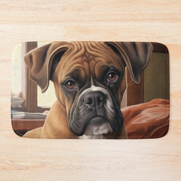 Item preview, cute boxer dog puppy on the sofa designed and sold by WallyPink.