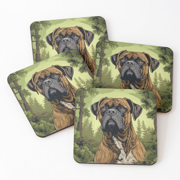 Item preview, beautiful boxer dog in old green retro vintage style designed and sold by WallyPink.