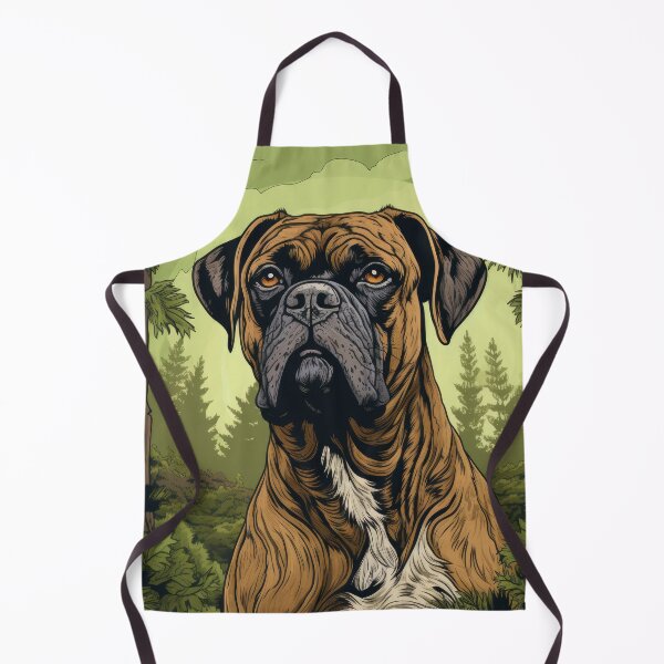 Item preview, beautiful boxer dog in old green retro vintage style designed and sold by WallyPink.