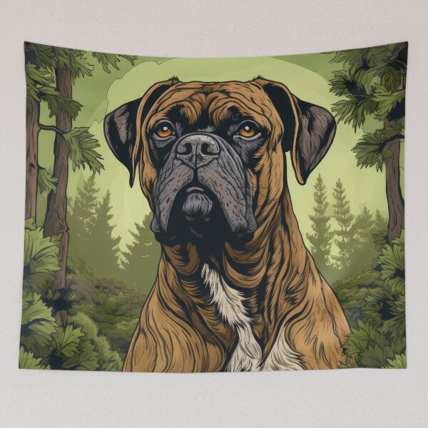 Item preview, beautiful boxer dog in old green retro vintage style designed and sold by WallyPink.