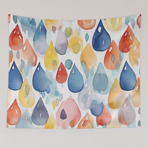 Item preview, raindrops of pastel colors painted in watercolor style 1 designed and sold by FlaskLab.