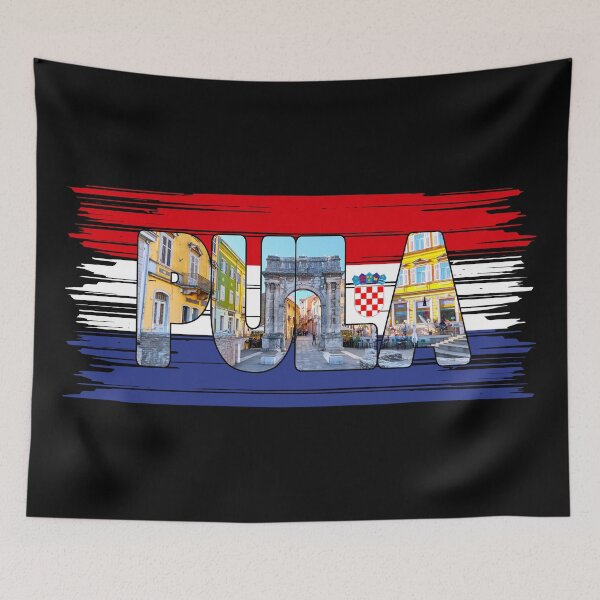 Item preview, PULA - Croatia Arch of the Sergii with Flag designed and sold by Adam Gormley.