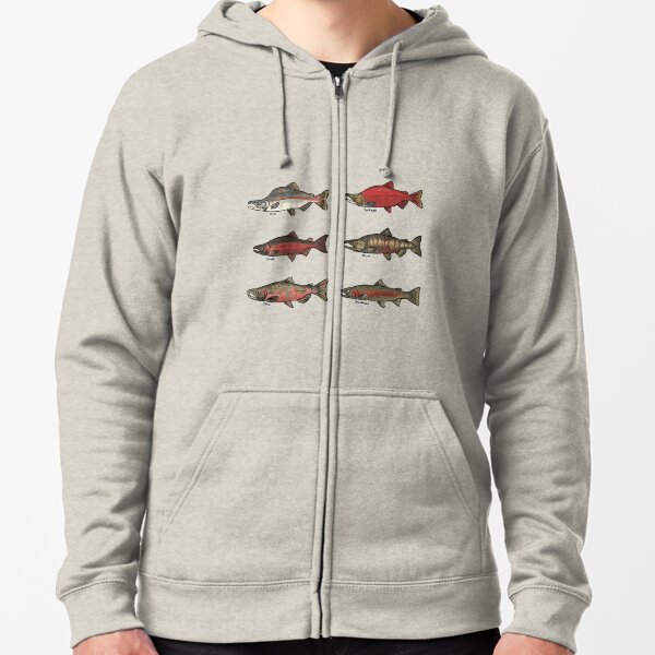 Coho Salmon design Fishing graphic For Men And' Men's Zip Hoodie