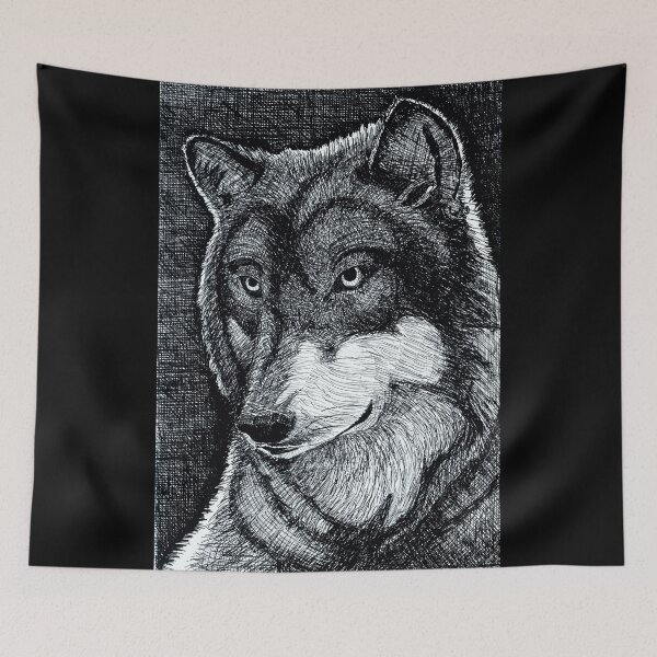Item preview, Wolf in cross-hatching with ink and dip pen. designed and sold by atelieamoraes.