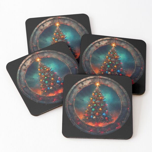 Item preview, Fiery Decorated Christmas Tree in a Steel Ring designed and sold by Aquillashop.