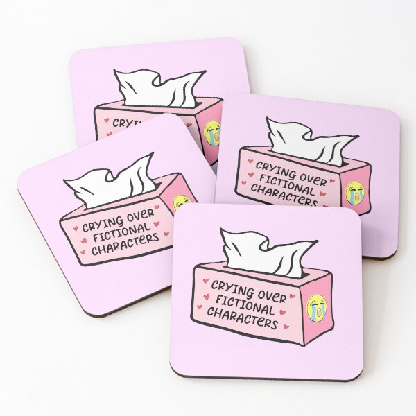 Item preview, crying over fictional characters pink tissue box designed and sold by StickyBook.