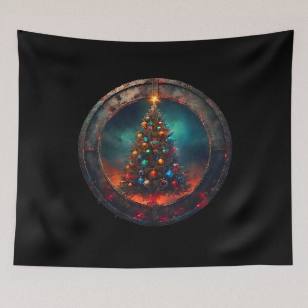 Item preview, Fiery Decorated Christmas Tree in a Steel Ring designed and sold by Aquillashop.