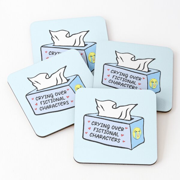 Item preview, crying over fictional characters blue tissue box designed and sold by StickyBook.