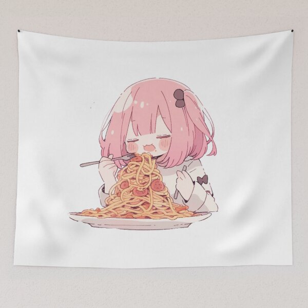 Item preview, Girl eating spaghetti kawaii designed and sold by Inklusivestyles.