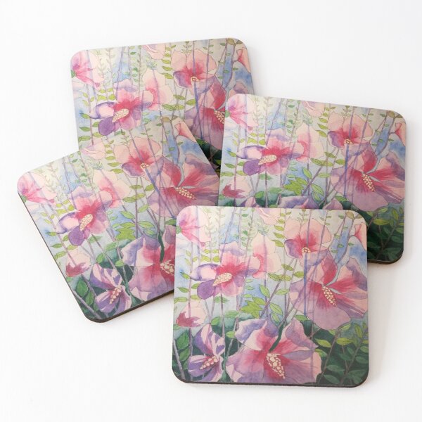 Item preview, Pink hibiscus flowers in watercolour  designed and sold by esvb.