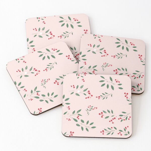Item preview, Pink Christmas berries pattern designed and sold by FatBirdie.
