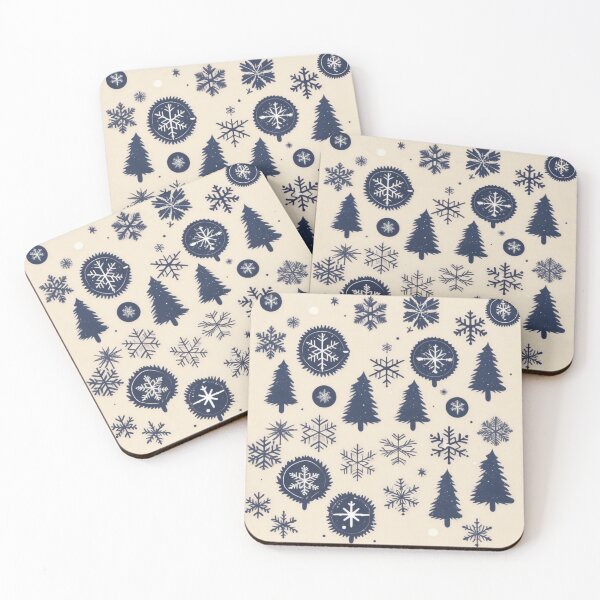 Item preview, Christmas winter pattern with Christmas trees and snowflakes designed and sold by SlickFreek.
