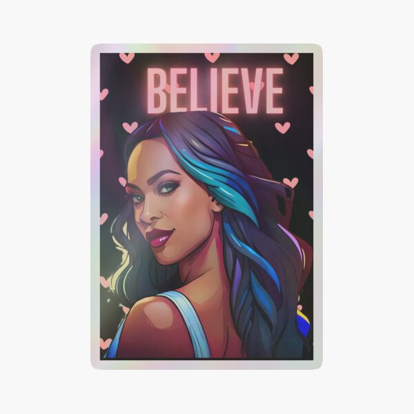 Glamorous Woman Peach Believe In Yourself Affirmation Heart Holographic Sticker